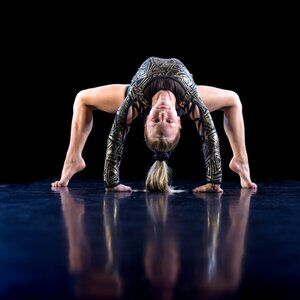 Weisman Black & Gold Biketard Strappy Cut Outs Fierce Youth Child 8-10 Stretchy